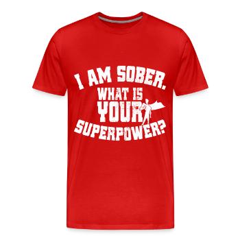 Je suis sobre Quelle est votre abstinence de superpuissance sans Alk - T-shirt bio Premium Homme - rouge - Devant - Damien (186cm)