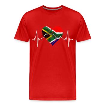 Cape Town Skyline Heart Afrique du Sud Drapeau Table Mountain - T-shirt bio Premium Homme - rouge - Devant - Damien (186cm)