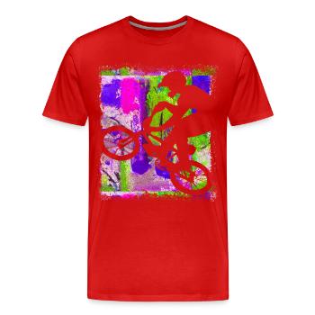 Vélo BMX - BMX riding - BMX bike - BMX rider - T-shirt bio Premium Homme - rouge - Devant - Damien (186cm)