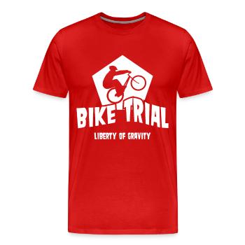 Freiheit der Schwerkraft mit Fahrrad Bike Trial - Männer Premium Bio T-Shirt - Rot - Vorne - Damien (186cm)