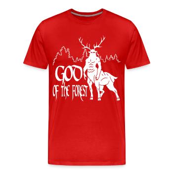 Ecological god of the white forest - Men's Premium Organic T-Shirt - red - Front - Damien (186cm)