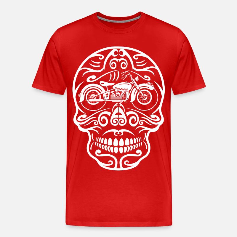 Skull Retro Motorrad - Männer Premium Bio T-Shirt - Rot