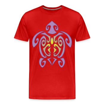 Tortue de Polynésie - T-shirt bio Premium Homme - rouge - Devant - Damien (186cm)