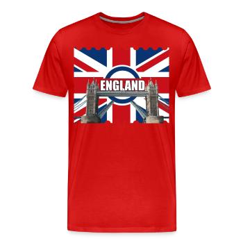Drapeau de l’Angleterre Tower Bridge - T-shirt bio Premium Homme - rouge - Devant - Damien (186cm)