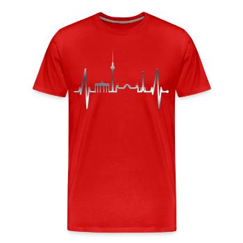 Berlin Skyline Heartbeat Herz Liebe Love Berliner - Men's Premium Organic T-Shirt - red - Front - Damien (186cm)