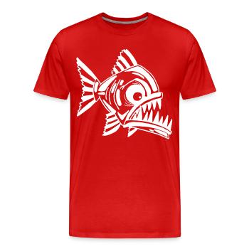 Poisson blanc carnivore - T-shirt bio Premium Homme - rouge - Devant - Damien (186cm)