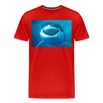 Lächelnder Hai unter Wasser - Männer Premium Bio T-Shirt - Rot - Vorne - Damien (186cm)