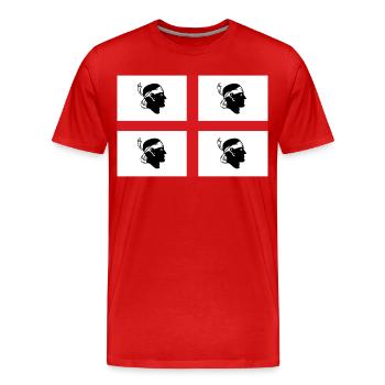 drapeau d’autocollant de Sardaigne autocollant drapeau Sardaigne - T-shirt bio Premium Homme - rouge - Devant - Damien (186cm)