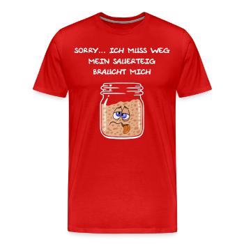 Sauerteig, backen, Brot, Sauerteigbrot, Anstellgut - Männer Premium Bio T-Shirt - Rot - Vorne - Damien (186cm)