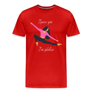 J'peux pas j'ai pilâtes - T-shirt bio Premium Homme - rouge - Devant - Damien (186cm)