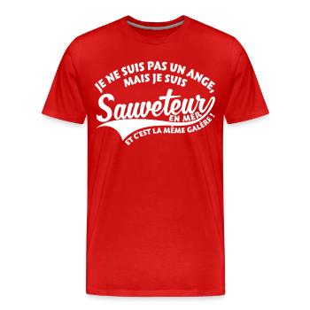 Ange Sauveteur en mer - T-shirt bio Premium Homme - rouge - Devant - Damien (186cm)