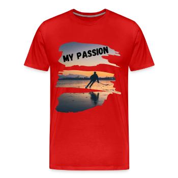 Passionné de hockey sur glace Fan - T-shirt bio Premium Homme - rouge - Devant - Damien (186cm)