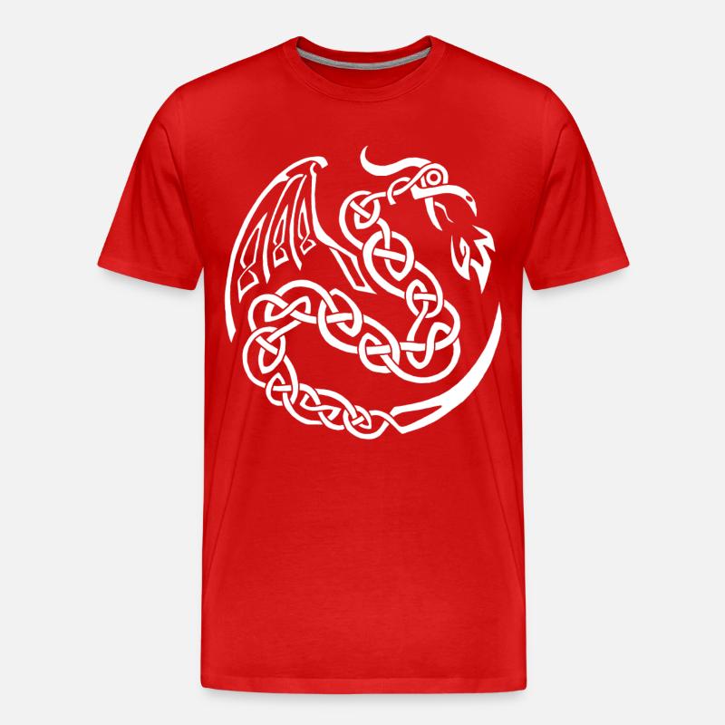 Weißer keltischer Drache - Männer Premium Bio T-Shirt - Rot