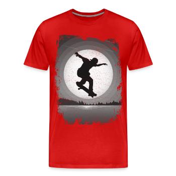 | de skate | lune Patineur - T-shirt bio Premium Homme - rouge - Devant - Damien (186cm)