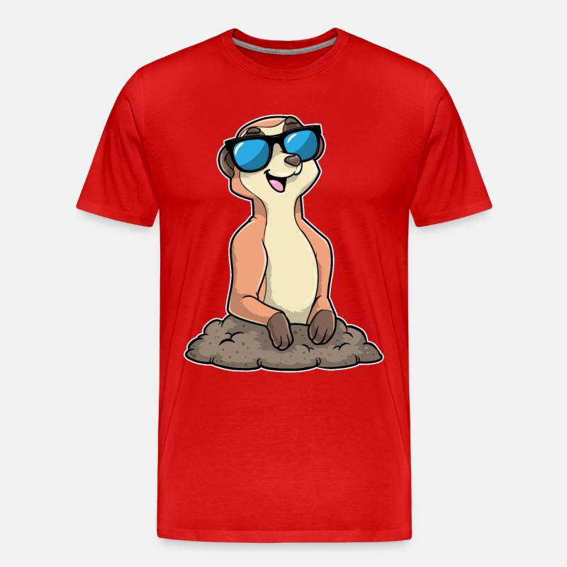 Erdmännchen mit Brille - Männer Premium Bio T-Shirt - Rot