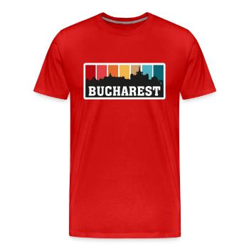 Bukarest Rumänien Travel Souvenir Skyline Landmark - Männer Premium Bio T-Shirt - Rot - Vorne - Damien (186cm)