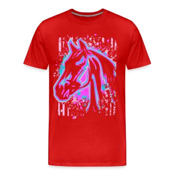 Cheval - Rose Lila - T-shirt bio Premium Homme - rouge - Devant - Damien (186cm)