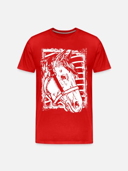 Reiten - Reiter - Pferd - Pferdekopf - Männer Premium Bio T-Shirt - Rot