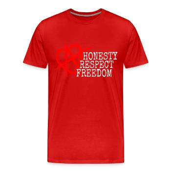 Relationship Anarchy Saying Honesty Respect Freedom - Men's Premium Organic T-Shirt - red - Front - Damien (186cm)