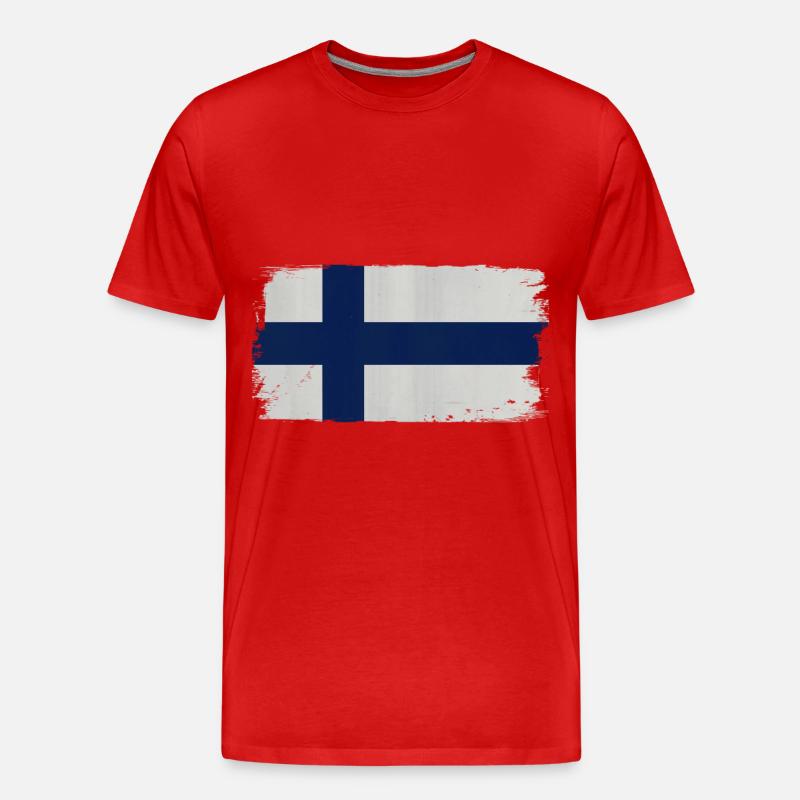 Finnische Flagge Acryl-Optik - Männer Premium Bio T-Shirt - Rot