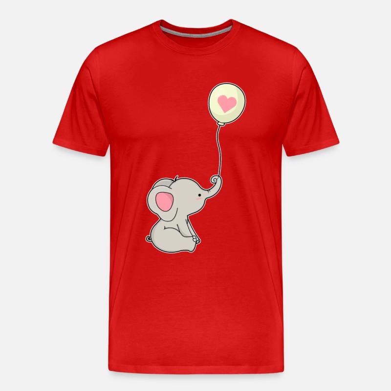 Elefant & Luftballon mit Herz - Männer Premium Bio T-Shirt - Rot