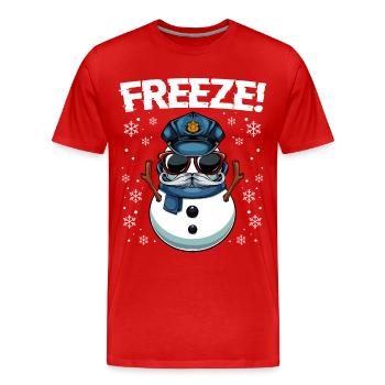 Kapitän Frost Schneemann Polizei Weihnachten - Männer Premium Bio T-Shirt - Rot - Vorne - Damien (186cm)