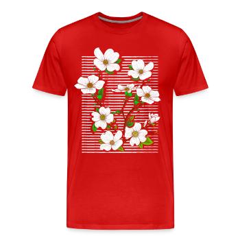 Blumen - Flora - Fleur - Frühling - Sommer - Männer Premium Bio T-Shirt - Rot - Vorne - Damien (186cm)