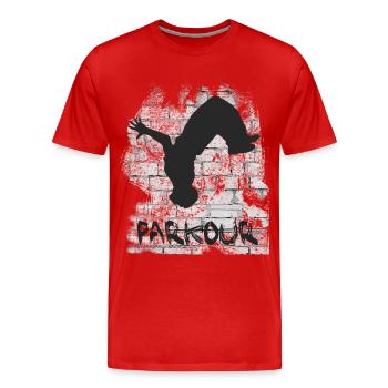 parkour - Men's Premium Organic T-Shirt - red - Front - Damien (186cm)