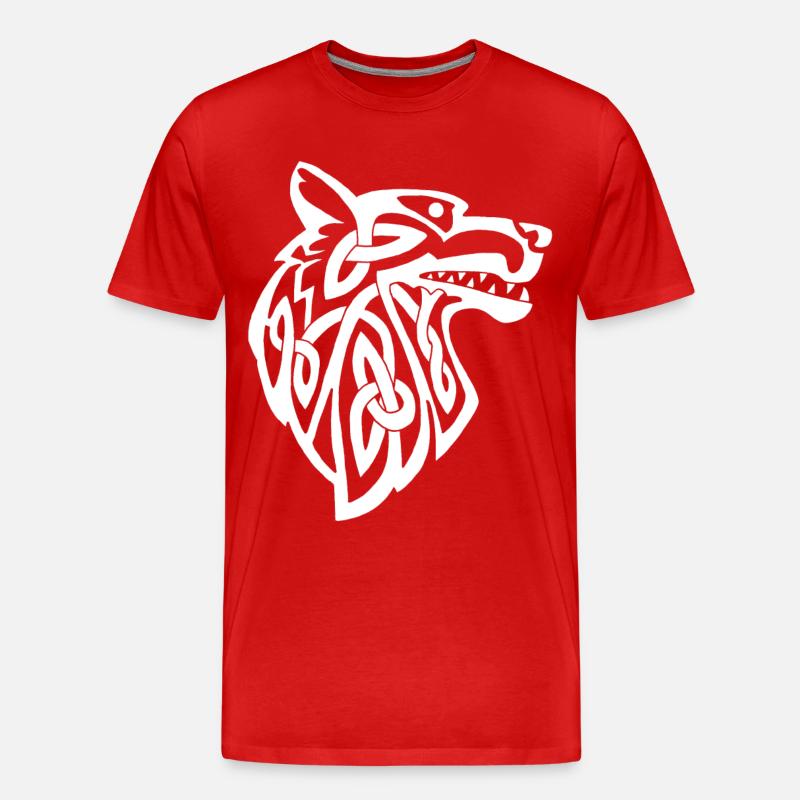Wolf weiß Wikinger - Männer Premium Bio T-Shirt - Rot