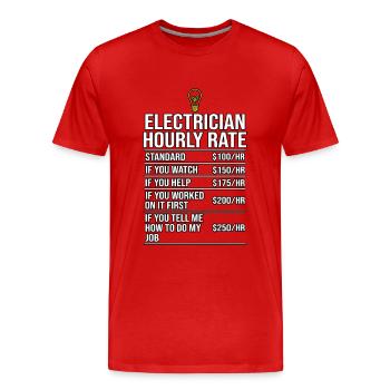 Électricien Taux horaire Té - T-shirt bio Premium Homme - rouge - Devant - Damien (186cm)