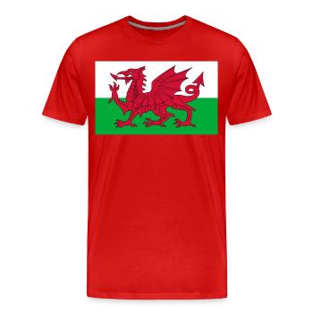 Autocollant drapeau du Pays de Galles Aufkleber Wales autocollant - T-shirt bio Premium Homme - rouge - Devant - Damien (186cm)