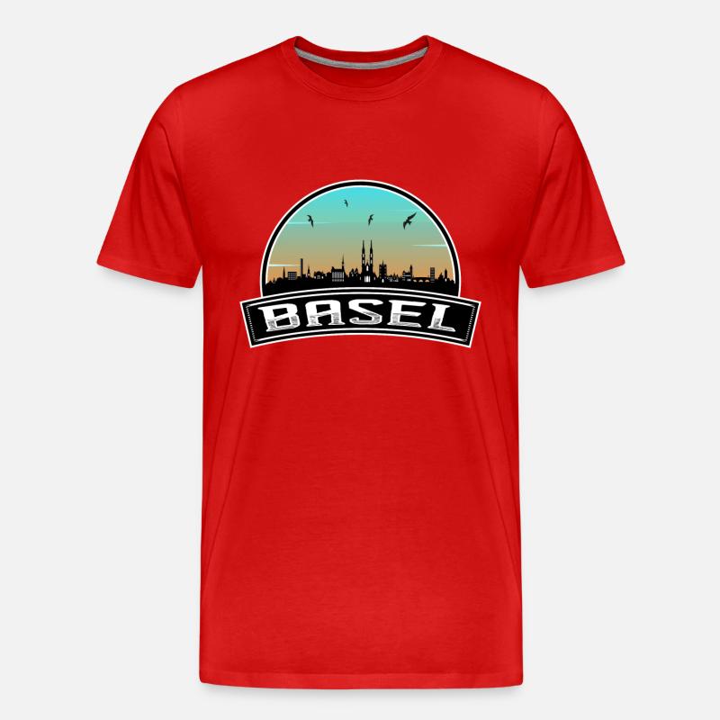 Basel Schweiz Skyline Schweizer Souvenir - Männer Premium Bio T-Shirt - Rot