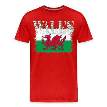Wales - Men's Premium Organic T-Shirt - red - Front - Damien (186cm)