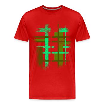 Abstrakt Cyber VINTAGE Hintergrund Design - Männer Premium Bio T-Shirt - Rot - Vorne - Damien (186cm)