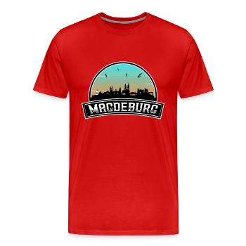 Magdebourg Allemagne Skyline Souvenir allemand - T-shirt bio Premium Homme - rouge - Devant - Damien (186cm)