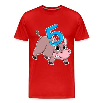 Taureau taureau d'anniversaire pour enfants de 5 ans - T-shirt bio Premium Homme - rouge - Devant - Damien (186cm)