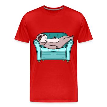 la paresse - T-shirt bio Premium Homme - rouge - Devant - Damien (186cm)