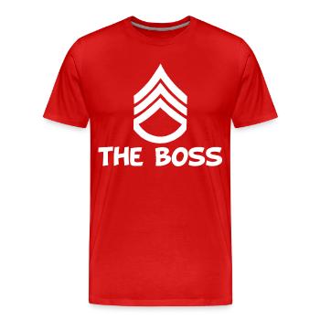 The Chief (white) - Men's Premium Organic T-Shirt - red - Front - Damien (186cm)