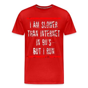 Slow Runner Running Run Gift - Men's Premium Organic T-Shirt - red - Front - Damien (186cm)