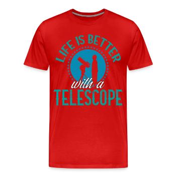 La vie est meilleure avec un espace astronomique télescope - T-shirt bio Premium Homme - rouge - Devant - Damien (186cm)