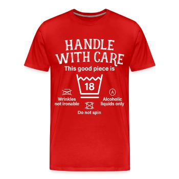Handle With Care Achtzehn Geschenk 18. Geburtstag - Männer Premium Bio T-Shirt - Rot - Vorne - Damien (186cm)