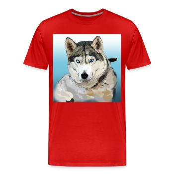 Husky - T-shirt bio Premium Homme - rouge - Devant - Damien (186cm)