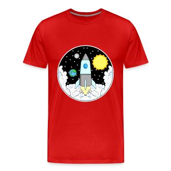 Rakete Weltall - Männer Premium Bio T-Shirt - Rot - Vorne - Damien (186cm)