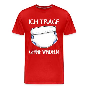 Adult Baby Windel Geschenk - Männer Premium Bio T-Shirt - Rot - Vorne - Damien (186cm)
