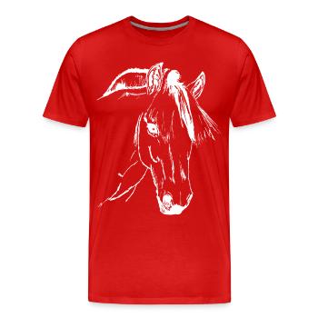 Fjordpferd, Norweger Fjordi - Männer Premium Bio T-Shirt - Rot - Vorne - Damien (186cm)