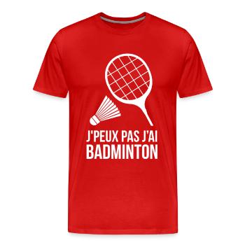 Badminton - T-shirt bio Premium Homme - rouge - Devant - Damien (186cm)
