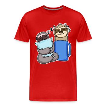 Paresseux - T-shirt bio Premium Homme - rouge - Devant - Damien (186cm)