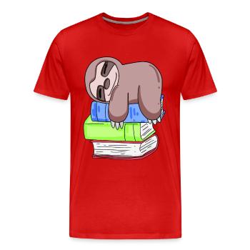 Paresseux livres lire - T-shirt bio Premium Homme - rouge - Devant - Damien (186cm)