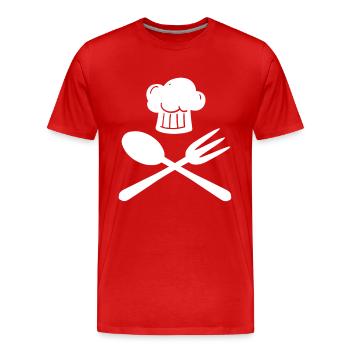 Cooking hat hobby chef cook spoon fork - Men's Premium Organic T-Shirt - red - Front - Damien (186cm)