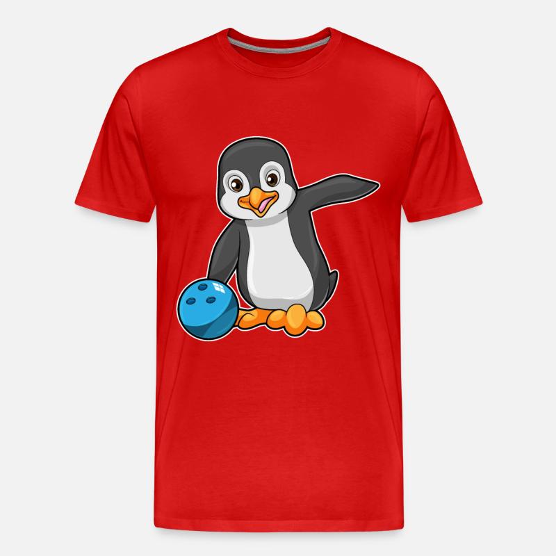 Pinguin Bowling Bowlingkugel - Männer Premium Bio T-Shirt - Rot